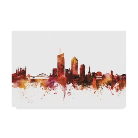 Michael Tompsett 'Lyon France Skyline Red' Canvas Art,16x24